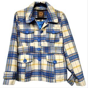 Dollhouse outerwear plaid peacoat jacket, large